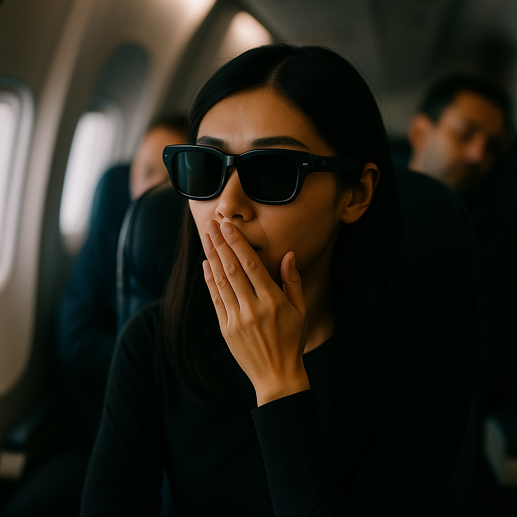 Person using voice in public with privacy concerns